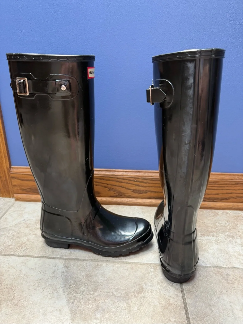 Hunter Original Tall Gloss Rain Boots, Size 38EU/7US